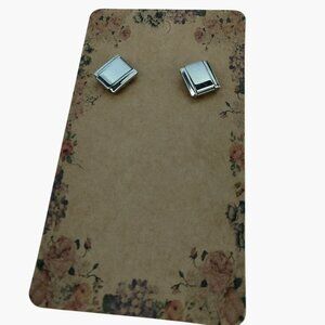 Silver Rectangular Stud Earrings